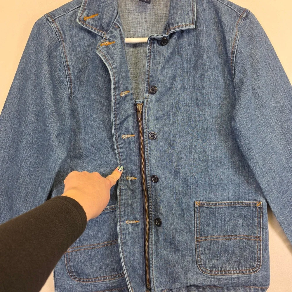 GAP‎ Denim Jacket Girls XL 12 Blue Y2K Preppy Classic School Minimalist Academia